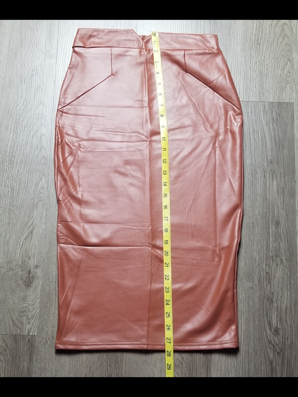L. Alexander Women's Faux Leather Brown Pencil Skirt (SIZE S) - Picture 7 of 11
